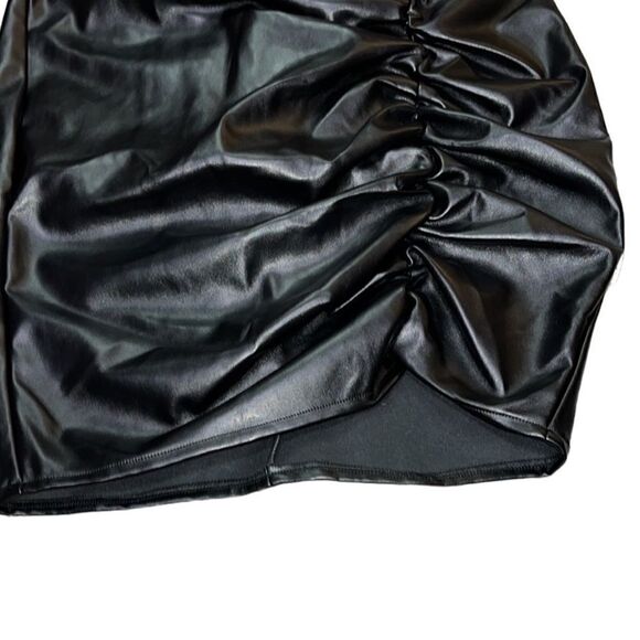 FTF Faux Leather Ruched Skirt - Picture 6 of 14